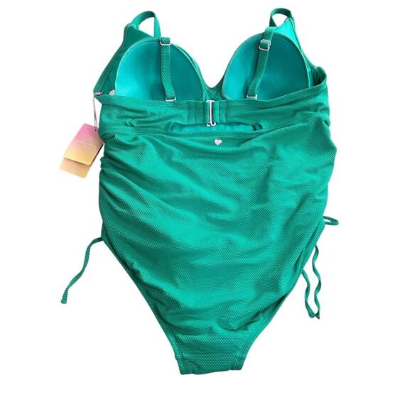 Stoney Clover Lane Green One Piece Swimsuit Sz 20W V-Neck Textured Ruched Target - Picture 10 of 11